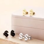 Stainless Steel Hypoallergenic Dollar Sign Stud Earrings (unisex fashion)