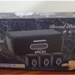 BREAD BIN SET ( black  - stainless steel - 4 Pcs) (HAUS ROLAND GERMANY)