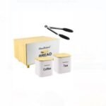 BREAD BOX SET (white colour  - stainless steel & wooden - 3Pcs) (HAUS ROLAND GERMANY)