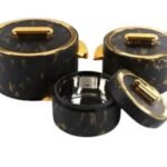 Food Warmer Hotpot Set of 3 (Black & Golden - Mixware USA)
