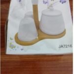 SOUP SALT SET(3 PCS CRUET SALT PEPPER AND SAUCE WITH BAMBOO STAND)